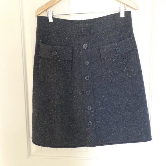 NEW Sundance Home Front Lambswool Blend Tweed Skirt Blue Size M - Picture 1 of 11